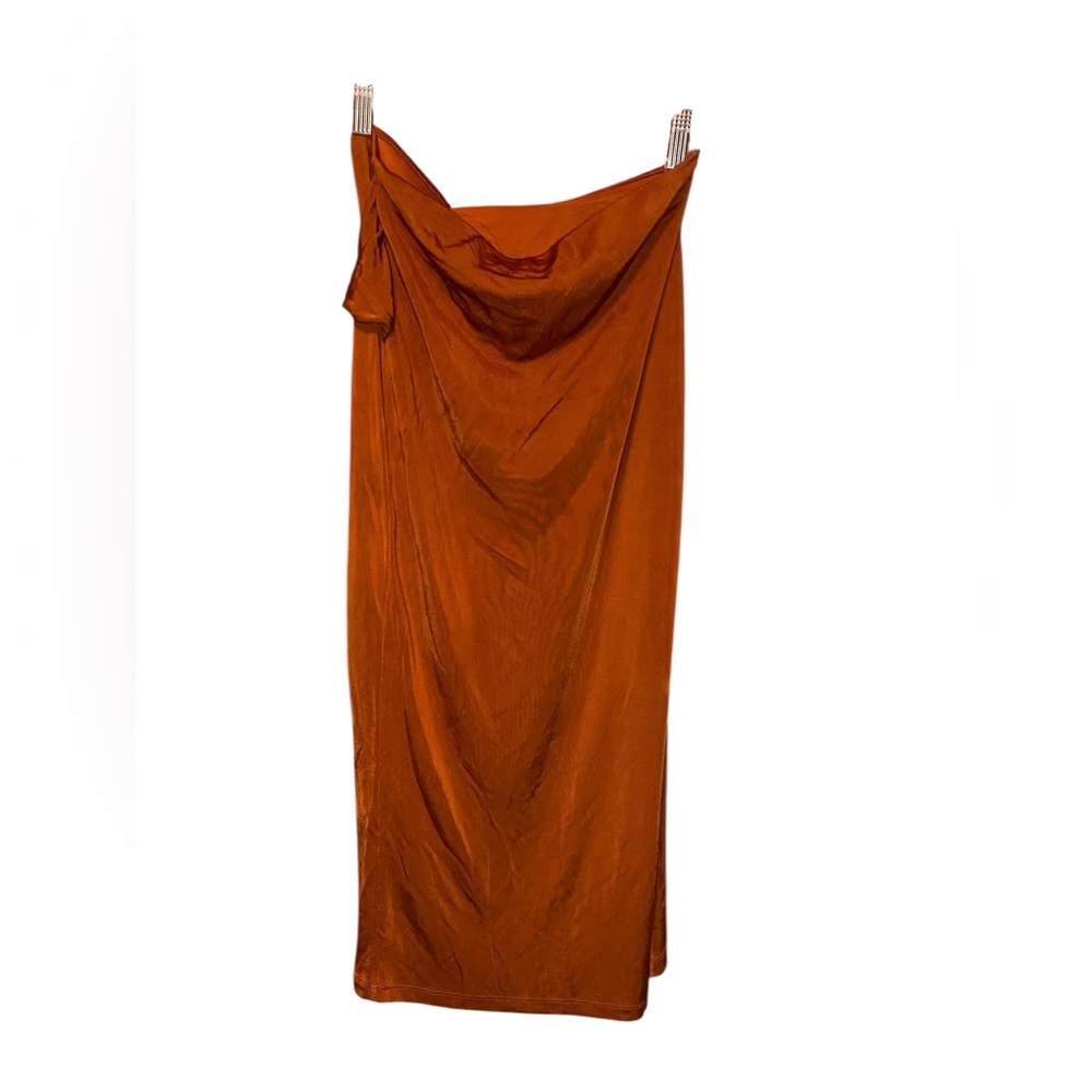 Maeve Anthropologie Terracotta Draped Midi Skirt Silk Blend Boho Small - Picture 4 of 8